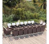 vidaXL Set da Pranzo per Giardino 19 pz con Cuscini Polyrattan Marrone