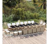 vidaXL Set da Pranzo per Giardino 19pz con Cuscini in Polyrattan Beige