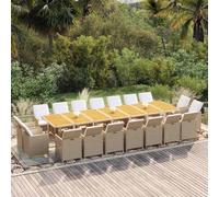 vidaXL Set da Pranzo per Giardino 19pz con Cuscini in Polyrattan Beige