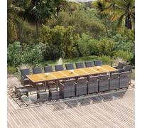 vidaXL Set da Pranzo per Giardino 21 pz con Cuscini Polyrattan Grigio