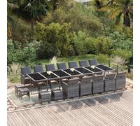 vidaXL Set da Pranzo per Giardino 21pz con Cuscini Polyrattan Grigio