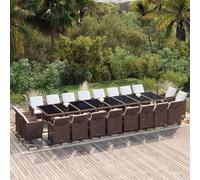 vidaXL Set da Pranzo per Giardino 21pz con Cuscini Polyrattan Marrone