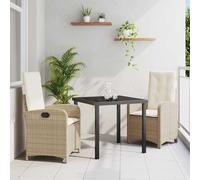 vidaXL Set da Pranzo per Giardino 3 pcs Beige polyrattan