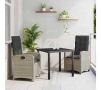 vidaXL Set da Pranzo per Giardino 3 pcs Grigio chiaro polyrattan