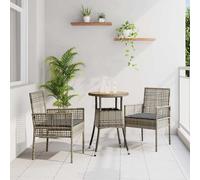 vidaXL Set da Pranzo per Giardino 3 pcs Grigio Poly Rattan