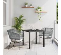 vidaXL Set da Pranzo per Giardino 3 pcs Grigio Poly Rattan