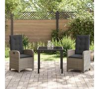 vidaXL Set da Pranzo per Giardino 3 pcs Grigio polyrattan