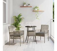 vidaXL Set da Pranzo per Giardino 3 pcs Grigio polyrattan