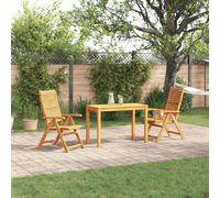 vidaXL Set da Pranzo per Giardino 3 pcs Marrone, Pranzo all'aperto, set giardino moderno, tavolo rettangolare, arredo esterno resistente, disposizione sedie