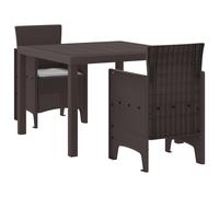 vidaXL Set da Pranzo per Giardino 3 pcs Marrone Polipropilene
