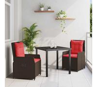vidaXL Set da Pranzo per Giardino 3 pcs Marrone Poly Rattan