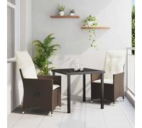 vidaXL Set da Pranzo per Giardino 3 pcs Marrone Poly Rattan