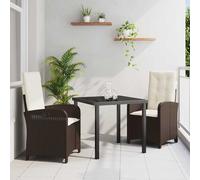 vidaXL Set da Pranzo per Giardino 3 pcs Marrone polyrattan
