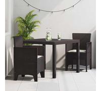 vidaXL Set da pranzo da giardino, 3 pezzi, con cuscino, marrone, in rattan sintetico, durevole, per esterni, moderno, tavolo e sedia, balcone, contemporaneo, resistente alle intemperie, set per