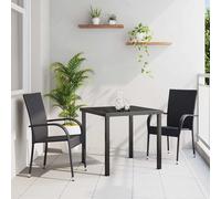 vidaXL Set da Pranzo per Giardino 3 pcs Nero