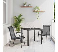 vidaXL Set da Pranzo per Giardino 3 pcs Nero