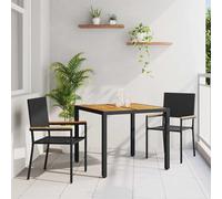 vidaXL Set da Pranzo per Giardino 3 pcs Nero polyrattan
