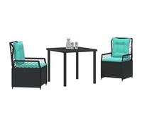 vidaXL Set da Pranzo per Giardino 3 PCS Nero polyrattan, Set da Pranzo Elegante per Giardino e terrazza, mobili Moderni, Seduta Relax Resistente