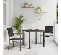 vidaXL Set da Pranzo per Giardino 3 pcs Nero Rattan in PE