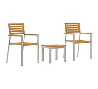 vidaXL Set da Pranzo per Giardino 3 Pezzi Legno Massello di Acacia, Sedie da Giardino impilabili 2 pz Legno Massello di Acacia e Acciaio