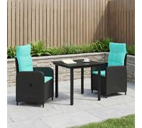 vidaXL Bank tafel Set 3 st PE Rattan en Poeder-Coated Staal
