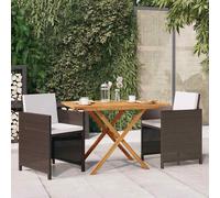vidaXL Set da Pranzo per Giardino 3 pz con Cuscini Marrone