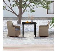 vidaXL Set da Pranzo per Giardino 3 pz con Cuscini Marrone