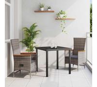 Set da Pranzo per Giardino con cuscino 3 pcs Grigio
