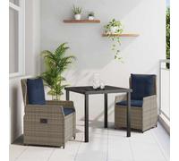 vidaXL Set da Pranzo per Giardino 3 pz Grigio Poly Rattan