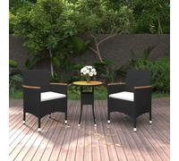 vidaXL Set da Pranzo per Giardino 3 pz in Polyrattan Nero