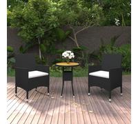 vidaXL Set da Pranzo per Giardino 3 pz in Polyrattan Nero