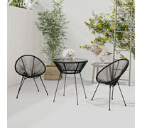 vidaXL Set da Pranzo per Giardino 3 pz in Rattan PVC Nero