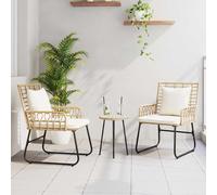 vidaXL Set da Pranzo per Giardino 3 pz Marrone e Crema polyrattan