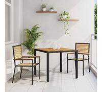 vidaXL Set da Pranzo per Giardino 3 pz Nero e Marrone polyrattan