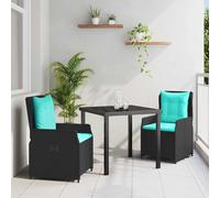 vidaXL Set da Pranzo per Giardino 3 pz Nero Poly Rattan