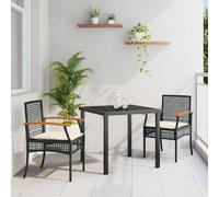 vidaXL Set da Pranzo per Giardino 3 pz Nero Rattan