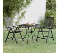 vidaXL Set da Pranzo per Giardino 3pz Rete Metallica Espansa Antracite