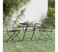 vidaXL Set da Pranzo per Giardino 3pz Rete Metallica Espansa Antracite