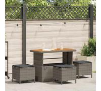 Set da Pranzo per Giardino 4 pz Grigio polyrattan