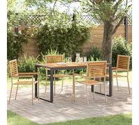 vidaXL Set da pranzo per giardino, 5 pezzi, beige e marrone, set da giardino chic, mobili da esterno moderni, elegante per pasti all'aperto