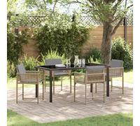 vidaXL Set da Pranzo per Giardino 5 pcs Beige polyrattan