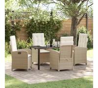 vidaXL Set da Pranzo per Giardino 5 pcs Beige polyrattan