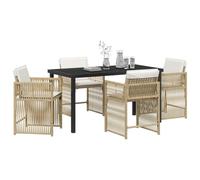 vidaXL Set da Pranzo da Giardino 5 Pezzi con Cuscini Beige in Rattan Polietilene. Sedie Moderne per Esterni Crema, Ideali per Patio o Balcone. Mobili Durevoli e Confortevoli, Design per Terrazze e T
