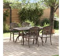 vidaXL Set da Pranzo per Giardino 5 pcs Bronzo Alluminio, Set da pranzo in alluminio per giardino e terrazza, tavolo resistente, sedute eleganti, stile classico