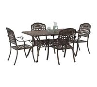 vidaXL Set da Pranzo per Giardino 5 pcs Bronzo Alluminio, Set da pranzo in alluminio per giardino e terrazza, tavolo resistente, sedute eleganti, stile classico