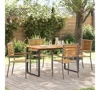 vidaXL Set da Pranzo per Giardino 5 pcs Grigio, Set da pranzo all'aperto, mobili da giardino moderni, legno acacia resistente alle intemperie, per terrazze e patio