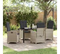 vidaXL Set da Pranzo per Giardino 5 pcs Grigio chiaro polyrattan