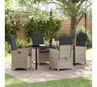 vidaXL Set da Pranzo per Giardino 5 pcs Grigio chiaro polyrattan