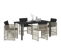 vidaXL Set da Pranzo da Giardino 5 Pezzi con Cuscini Grigio Chiaro in Rattan Sintetico. Sedie da Esterno Antracite, Perfetto per Patio o Balcone. Mobili Resistenti e Comodi, Design Moderno del Tavolo
