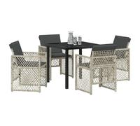 vidaXL Set da Pranzo da Giardino 5 Pezzi con Cuscini Grigi e Neri | Tavolo e sedie in Acciaio, Design Moderno, per 4 Persone, Ideale per arredare Il Patio o la terrazza
